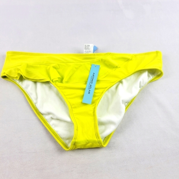NWT Antonio Melani neon ruffle bikini bottoms in size Large - Picture 1 of 6
